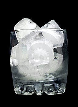 Refreshment: Glass with ice cubes