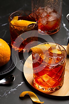 Refreshment Negroni Cocktail classic gin, bitter and vermouth aperitif