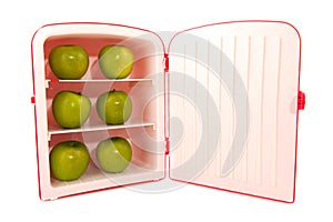 Refridgerator with green apples