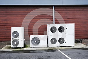 Refrigerant gas condensers outdoors for air conditioning system