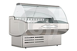 Refrigerated display cabinet, vitrine. 3D rendering