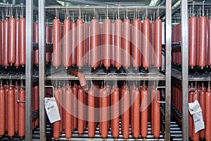 Refrigerated warehouse for storing meat and sausage products