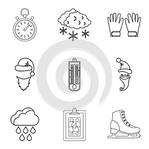 Refrigeration icons set, outline style