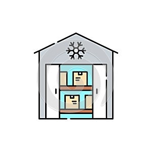Refrigeration warehouse olor line icon. Pictogram for web page, mobile app