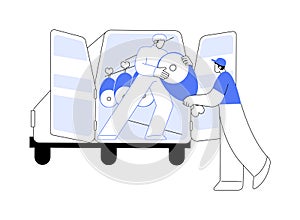 Refrigerator car for shipping meat abstract concept vector illustration.