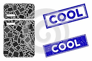 Refrigerator Mosaic and Scratched Rectangle Cool Stamp Seals