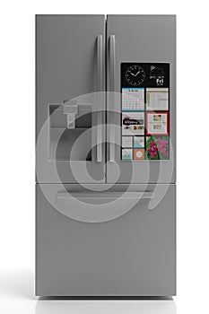 Refrigerator side by side on white background. 3d illustration