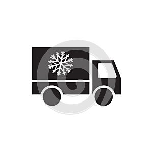 Refrigerator truck icon. Vector illustration on white background.