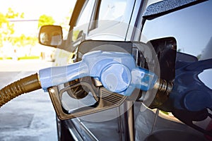 Refuel car at petrol pump