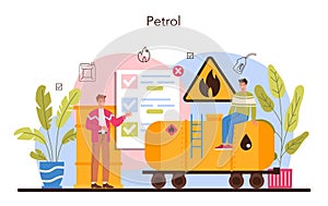 Refueler concept. Gas station worker in uniform working