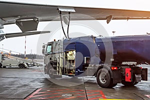 Refueling aircraft, aircraft maintenance at the airport.