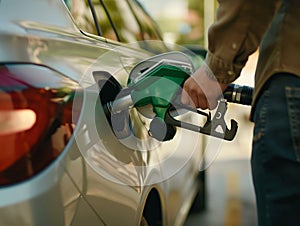 Refueling a Car at Gas Station