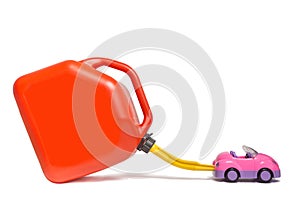 Refueling toy car with plastic gas tank.