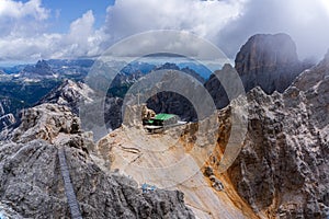 Refuge on the top of Monte Cristallo, Dolomites, Italy photo