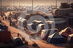 Refugee camp. Generative ai design