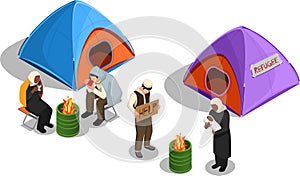 Refugee Camp Isometric Composition