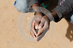 Refugee in Lybia Symbol - Slavery Concept with Black Man photo