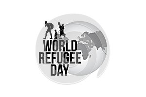 Refugee silhouette vectors and illustrations for world refugee day. black and white refugee walking icon.