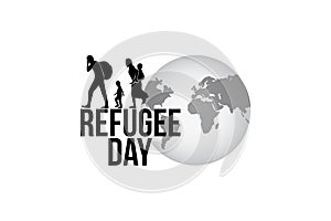 Refugee silhouette vectors and illustrations for world refugee day. black and white refugee walking icon.