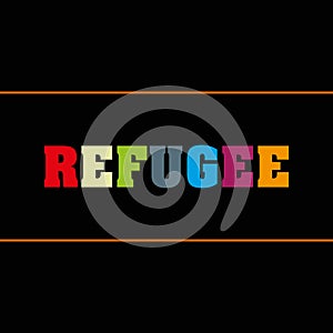 refugee word block on black