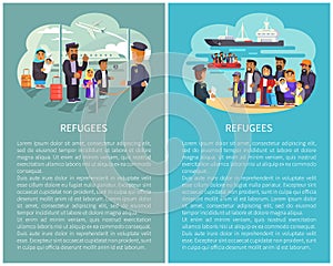 Refugees Airport and Ship Vector Illustration