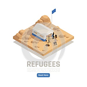 Refugees Asylum Isometric Poster
