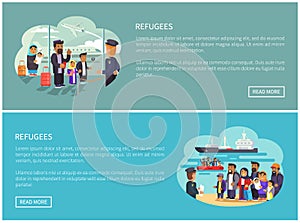 Refugees Collection Web Pages Vector Illustration