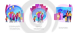 Refugees, forced displacement abstract concept vector illustrations.