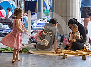 Refugees at Keleti train station