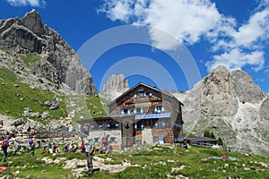 Refugio hutte restaurant in the Alps
