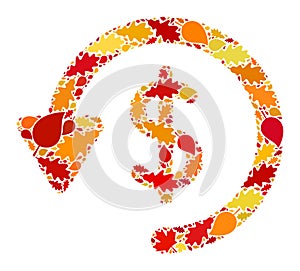 Refund Autumn Collage Icon with Fall Leaves