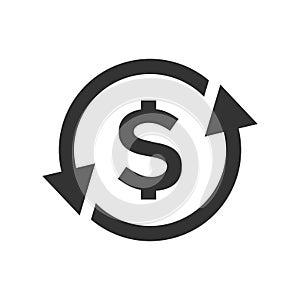 Refund icon or currency exchange isolated vector illustration