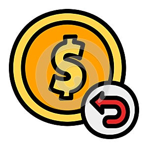 Refund icon in filled line style for any projects