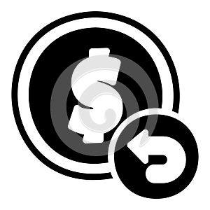 Refund icon in solid style for any projects