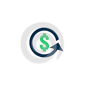 Refund money icon. Chargeback contour sign. quick fund cash back symbol. Currency exchange refinance. Return on investment. stock