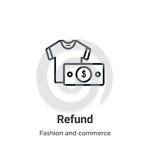 Refund outline vector icon. Thin line black refund icon, flat vector simple element illustration from editable fashion and
