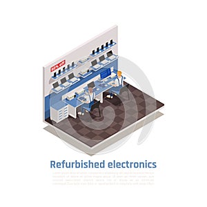 Refurbished Electronics Isometric Composition