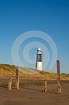 Refurbished lighthouse at Spurn Point in Yorkshire