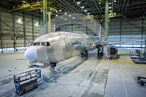 Refurbishment of an airplane. photo