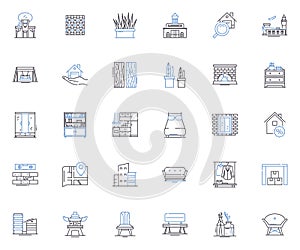 Refurbishment line icons collection. Renovation, Remodeling, Restoration, Upcycling, Makeover, Renewal, Refinish vector photo