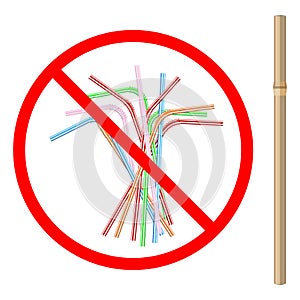 Refusal of disposable plastic drinking straw in favor of reusable bamboo drinking straw