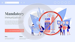 Refusal of vaccination concept landing page.