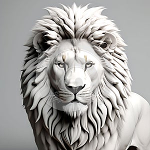 Regal 3D Render: Lion in Striking Detail on a White Background