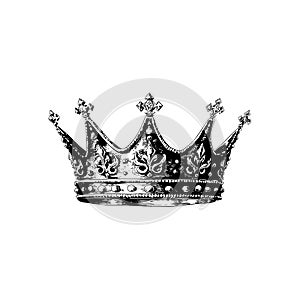 Regal Crown Sketch on White Background Hand drawn style. Vector illustration design photo