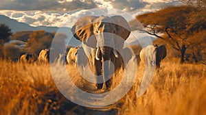 regal elephant walking with its herd