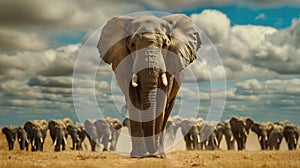 regal elephant walking with its herd
