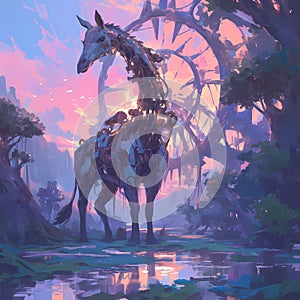 Regal Giraffe in a Steampunk World