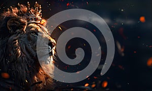 Regal Lion with a Crown Symbolizing Power and Majesty. Generative ai