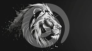 Regal Lion: Striking Minimalist Black and White Vector Design Showcasing the Power and Grace of the King of the Jungle photo