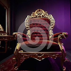 Regal Majesty: Captivating Stock Photo of a Luxurious Royal Chair, Exuding Elegance and Opulence